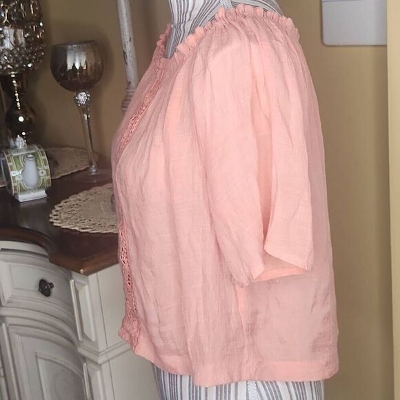 Love university coral sheer crop top women's size L - Picture 2 of 4